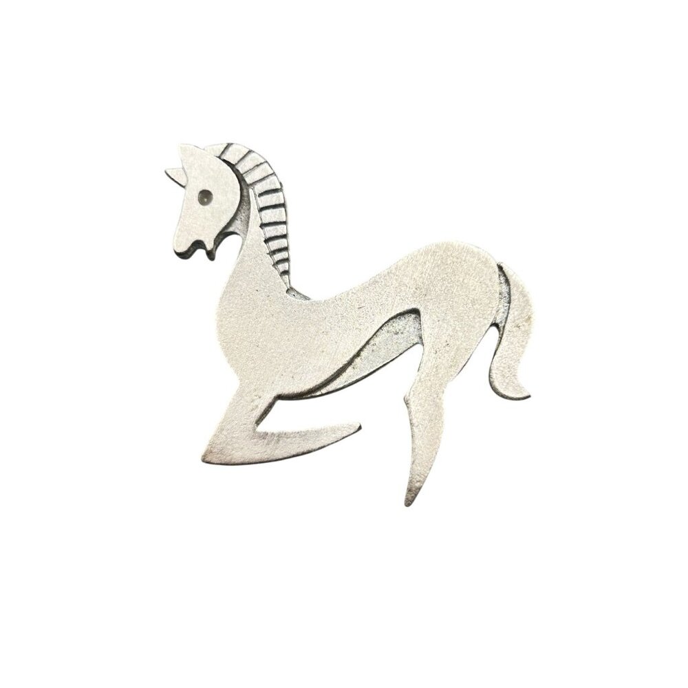Vintage Horse Pin Brooch Stylized Modernist Animal Figural Equestrian  Pin